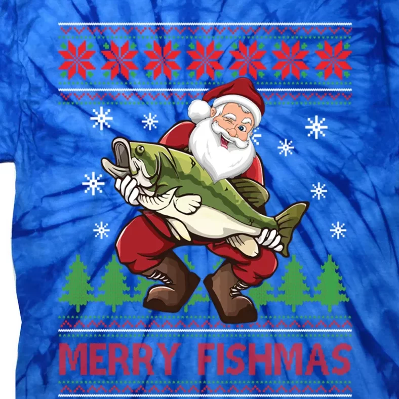 Fishing Christmas Merry Fishmas Sweater Santa Claus Fishing Cute Gift Tie-Dye T-Shirt