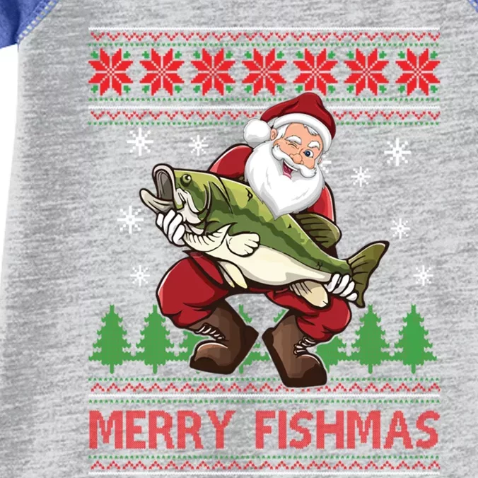 Fishing Christmas Merry Fishmas Sweater Santa Claus Fishing Cute Gift Infant Baby Jersey Bodysuit