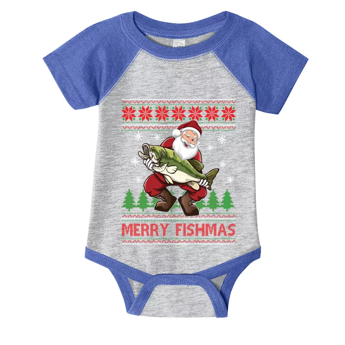 Fishing Christmas Merry Fishmas Sweater Santa Claus Fishing Cute Gift Infant Baby Jersey Bodysuit