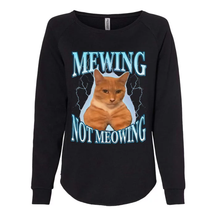 Funny Cat Meme Mewing Looksmax Meowing Cat Trend Womens California Wash Sweatshirt