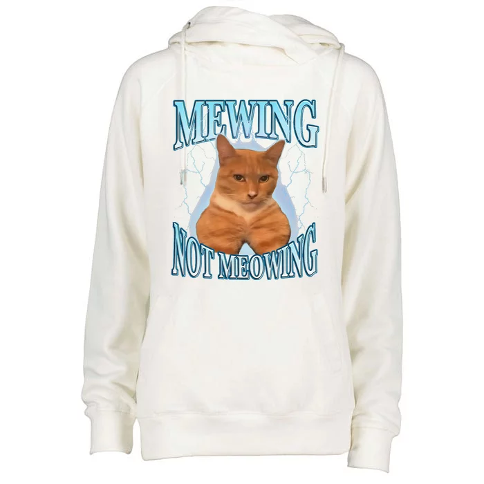 Funny Cat Meme Mewing Looksmax Meowing Cat Trend Womens Funnel Neck Pullover Hood