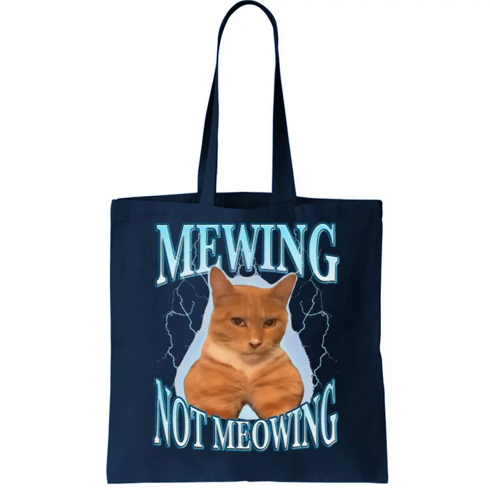 Funny Cat Meme Mewing Looksmax Meowing Cat Trend Tote Bag