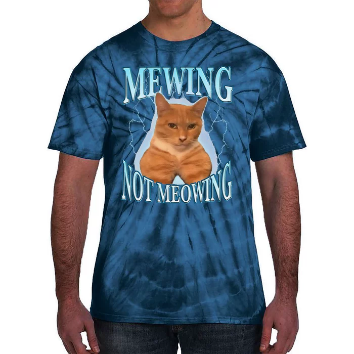 Funny Cat Meme Mewing Looksmax Meowing Cat Trend Tie-Dye T-Shirt