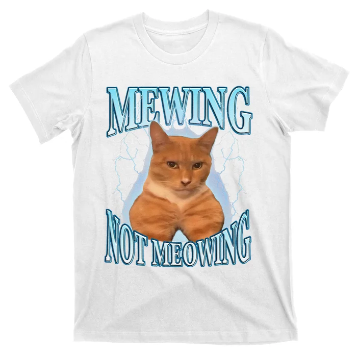 Funny Cat Meme Mewing Looksmax Meowing Cat Trend T-Shirt | TeeShirtPalace