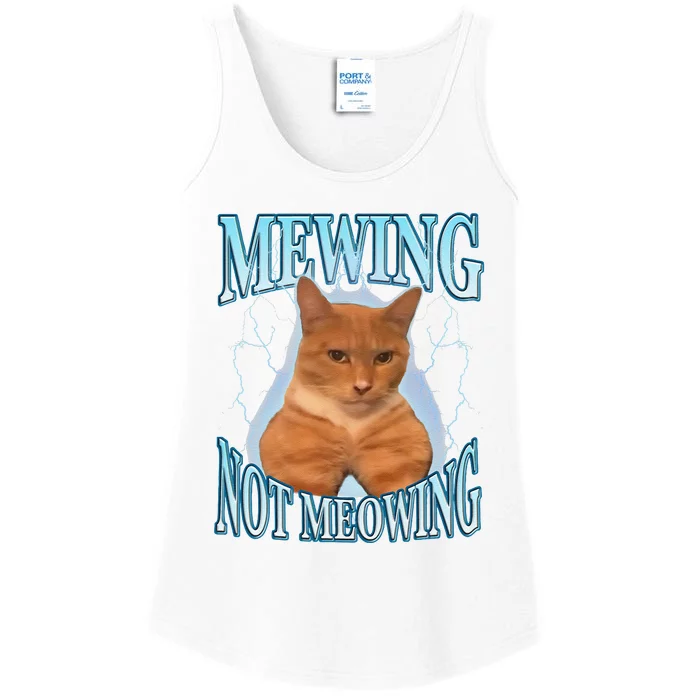 Funny Cat Meme Mewing Looksmax Meowing Cat Trend Ladies Essential Tank