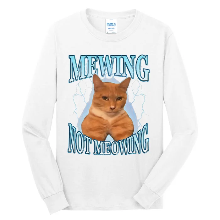 Funny Cat Meme Mewing Looksmax Meowing Cat Trend Tall Long Sleeve T ...