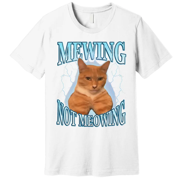 Funny Cat Meme Mewing Looksmax Meowing Cat Trend Premium T-Shirt