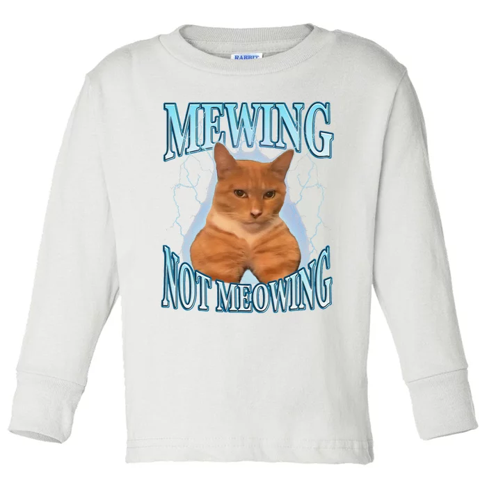 Funny Cat Meme Mewing Looksmax Meowing Cat Trend Toddler Long Sleeve Shirt