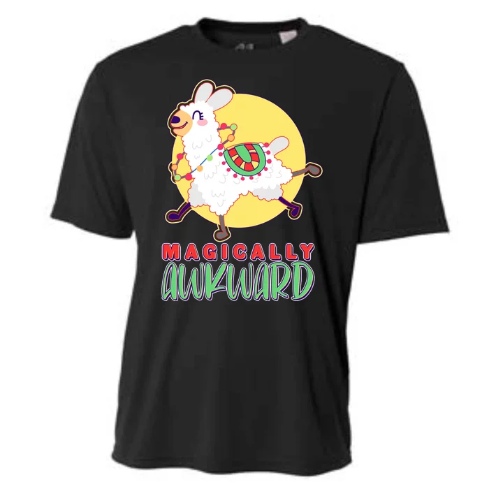 Funny Cute Magically Awkward Llama Alpaca Cooling Performance Crew T-Shirt