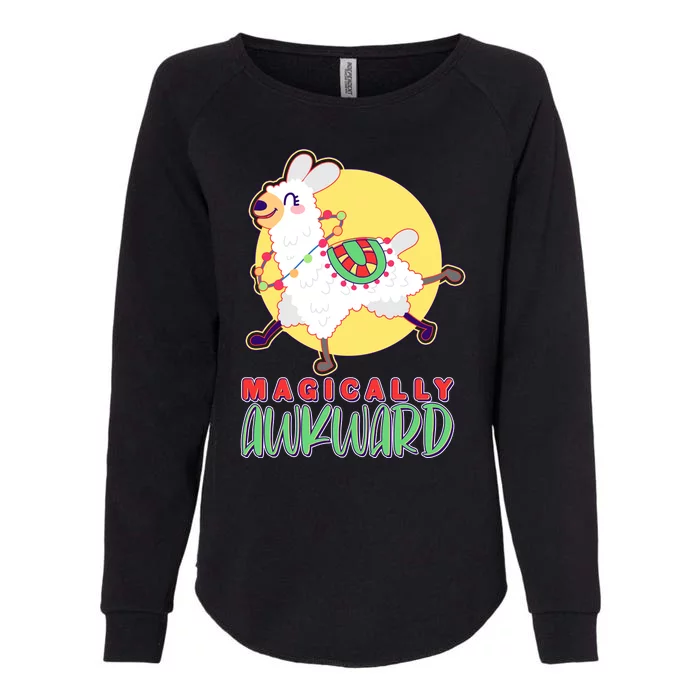 Funny Cute Magically Awkward Llama Alpaca Womens California Wash Sweatshirt