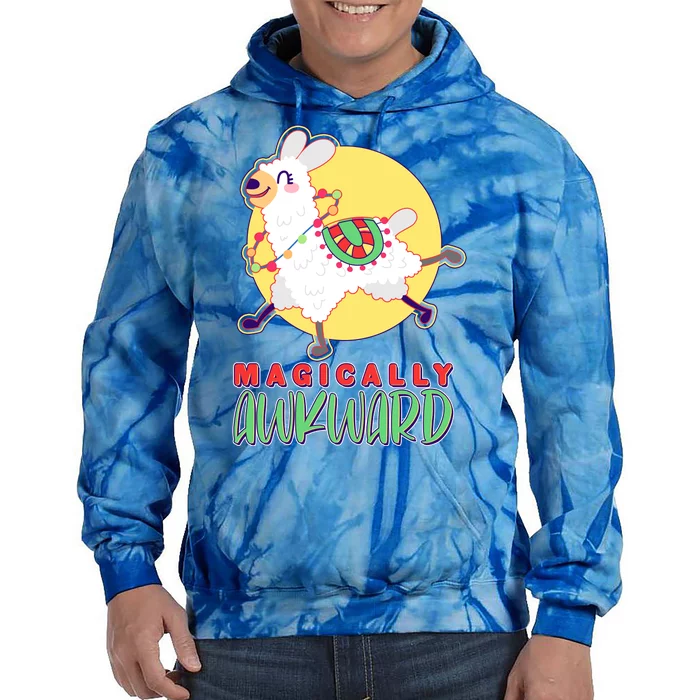 Funny Cute Magically Awkward Llama Alpaca Tie Dye Hoodie