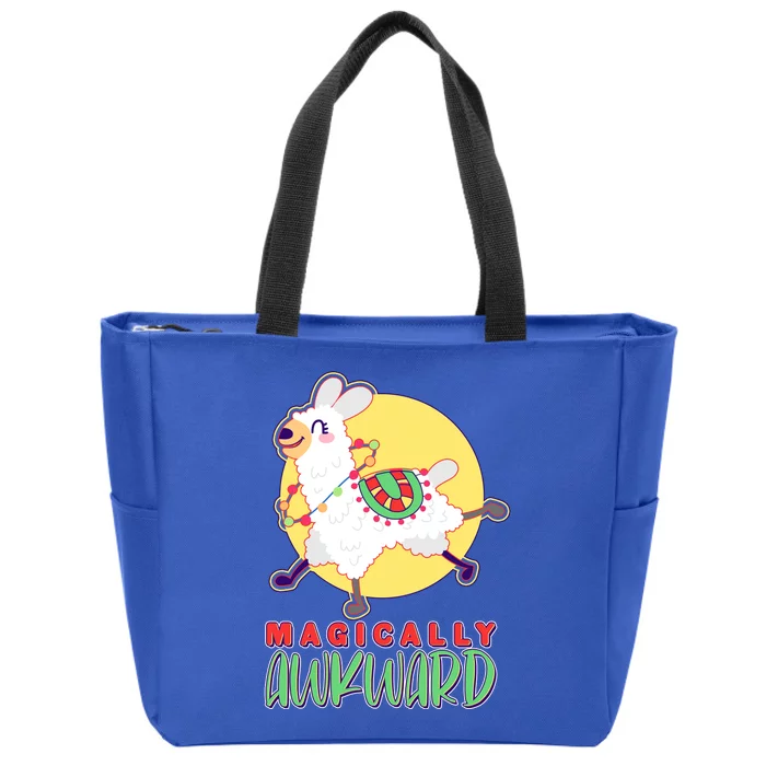 Funny Cute Magically Awkward Llama Alpaca Zip Tote Bag