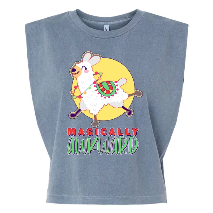 Funny Cute Magically Awkward Llama Alpaca Garment-Dyed Women's Muscle Tee