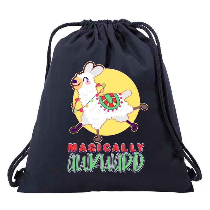 Funny Cute Magically Awkward Llama Alpaca Drawstring Bag