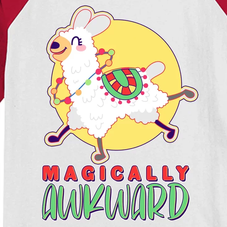 Funny Cute Magically Awkward Llama Alpaca Kids Colorblock Raglan Jersey