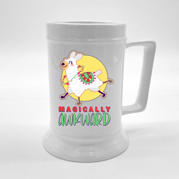 Funny Cute Magically Awkward Llama Alpaca Front & Back Beer Stein