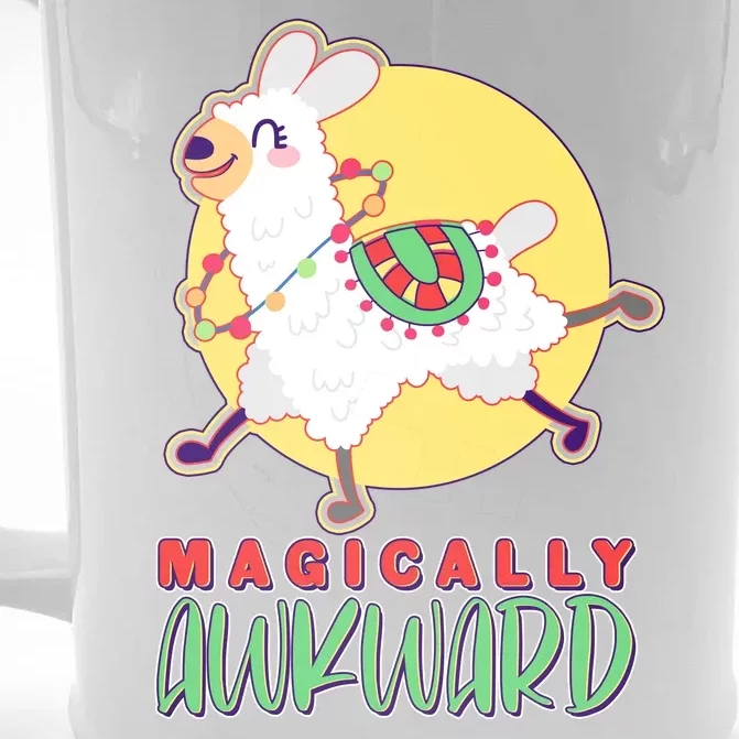 Funny Cute Magically Awkward Llama Alpaca Front & Back Beer Stein