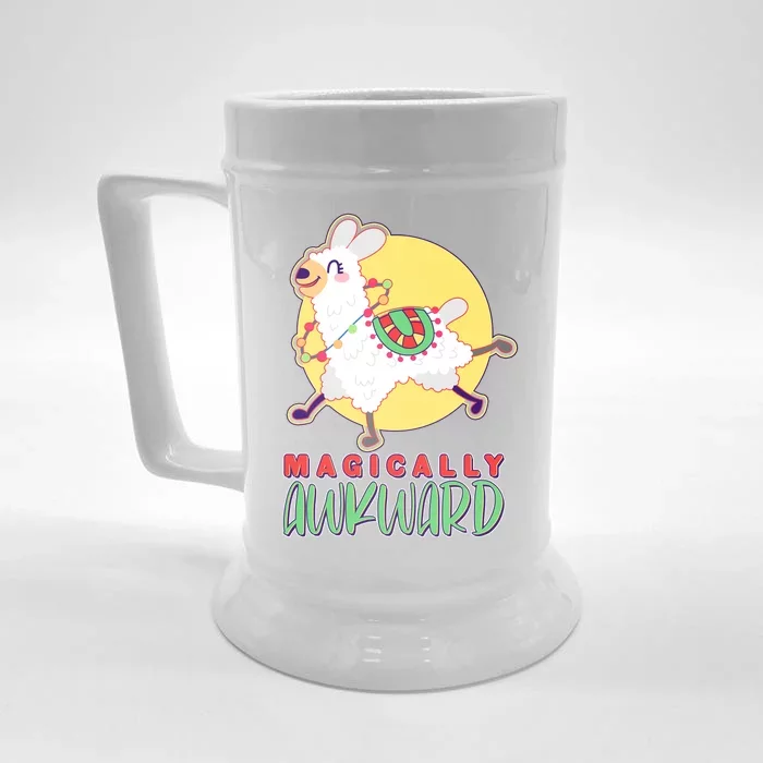 Funny Cute Magically Awkward Llama Alpaca Front & Back Beer Stein