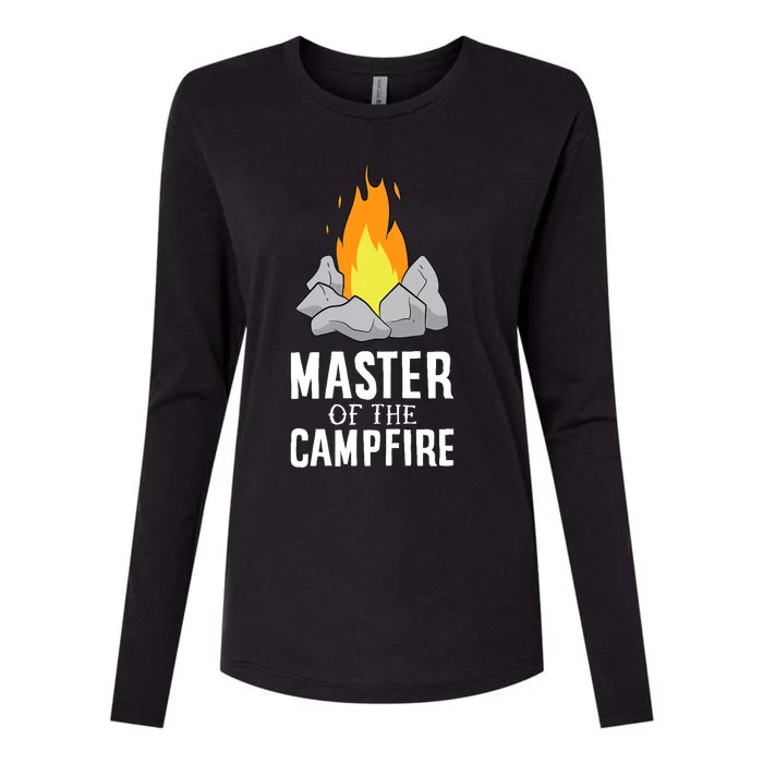 Funny Camping Master Of The Campfire Outdoor Camper Womens Cotton Relaxed Long Sleeve T-Shirt