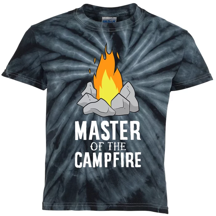 Funny Camping Master Of The Campfire Outdoor Camper Kids Tie-Dye T-Shirt