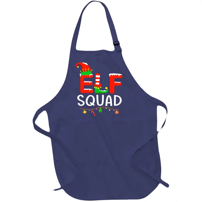 Family Christmas Matching Pajamas Xmas Elf Squad Gift Full-Length Apron With Pocket