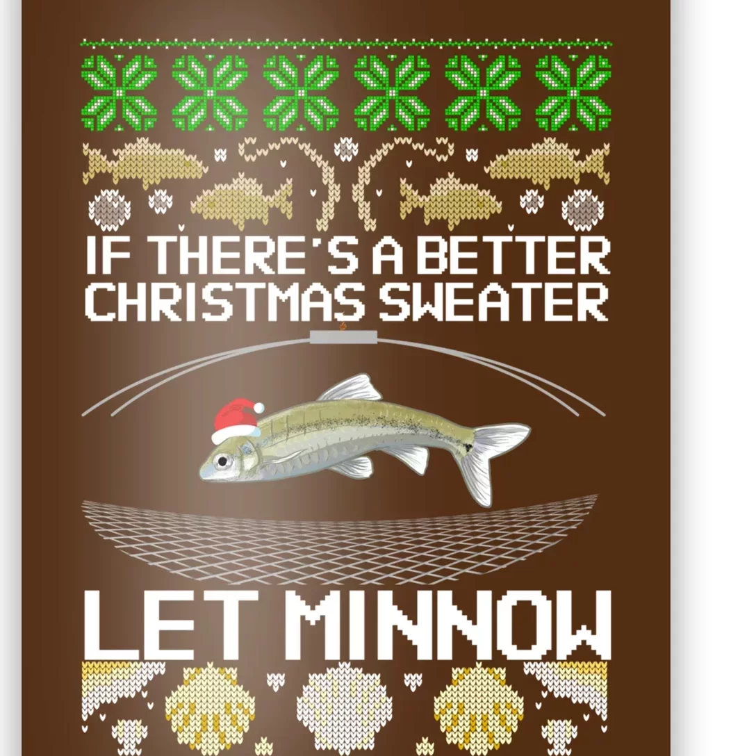 Funny Christmas Minnow Bait Fish Trap Angler Fishing Poster