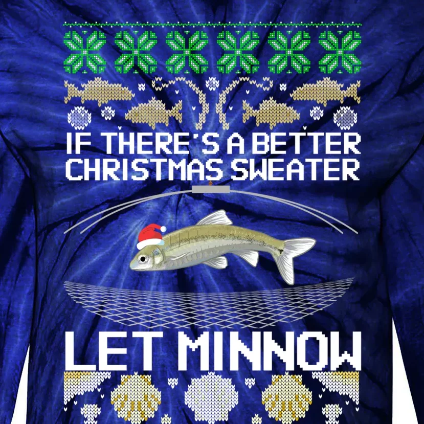 Funny Christmas Minnow Bait Fish Trap Angler Fishing Tie-Dye Long Sleeve Shirt