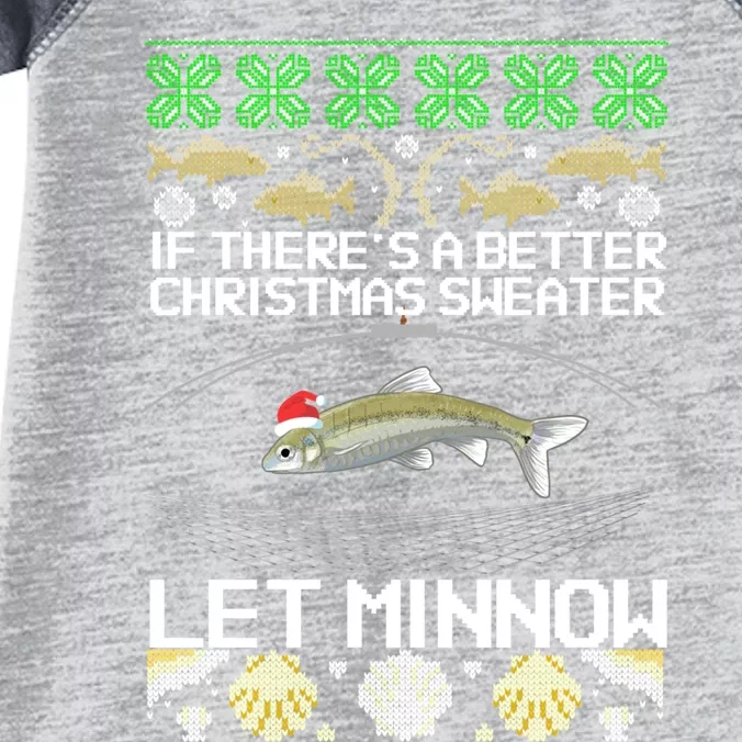 Funny Christmas Minnow Bait Fish Trap Angler Fishing Infant Baby Jersey Bodysuit