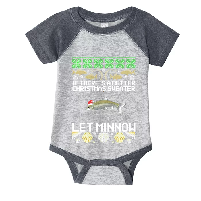 Funny Christmas Minnow Bait Fish Trap Angler Fishing Infant Baby Jersey Bodysuit