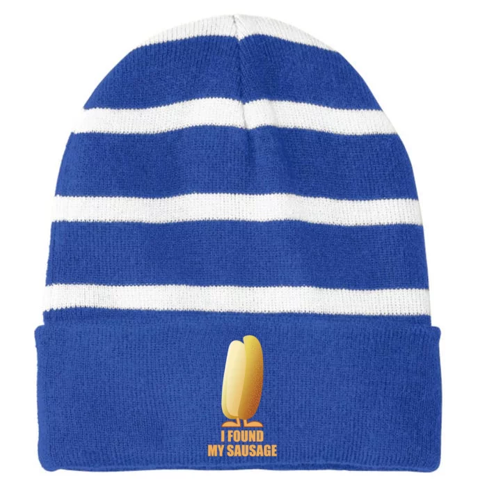 Funny Couples Matching I Found My Sausage Just Married Her Meaningful Gift Striped Beanie with Solid Band