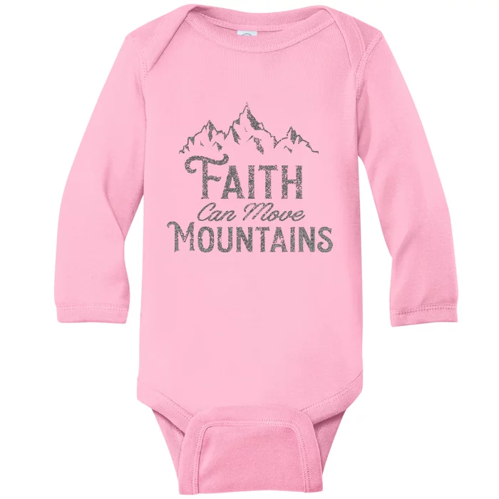 Faith Can Move Mountains Bible Verse Religious Baby Long Sleeve Bodysuit