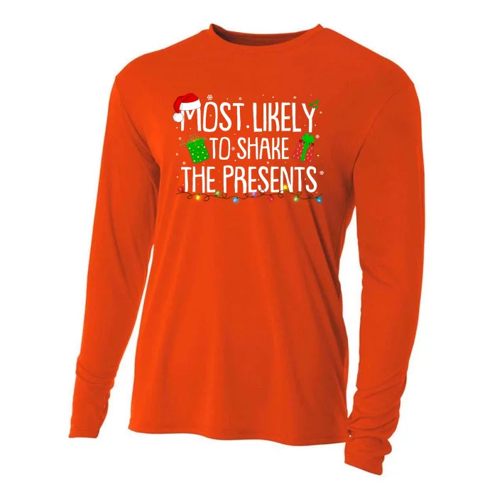 Funny Christmas Most Likely To Shake The Presents Cooling Performance Long Sleeve Crew