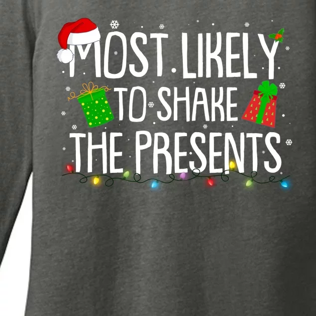 Funny Christmas Most Likely To Shake The Presents Womens CVC Long Sleeve Shirt