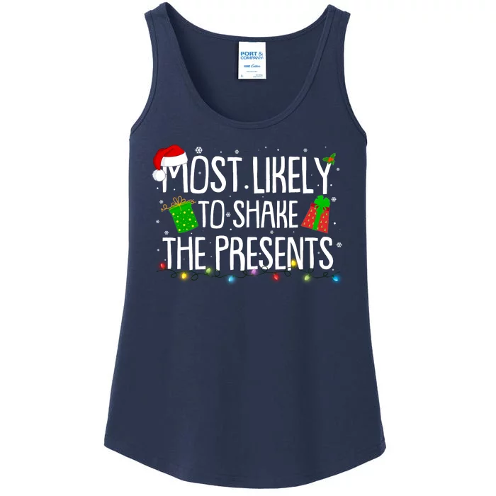 Funny Christmas Most Likely To Shake The Presents Ladies Essential Tank