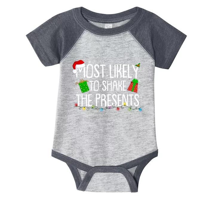 Funny Christmas Most Likely To Shake The Presents Infant Baby Jersey Bodysuit