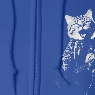 Funny cat musician  music cat playing guitar Full Zip Hoodie