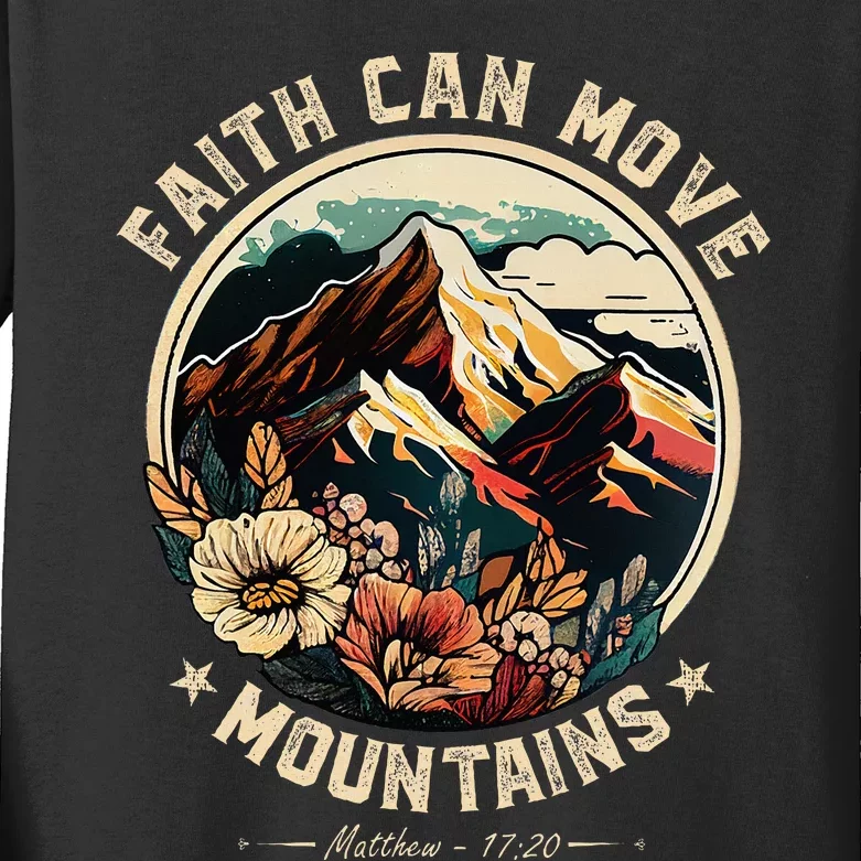 Faith Can Move Mountains Christian Women Kids Long Sleeve Shirt