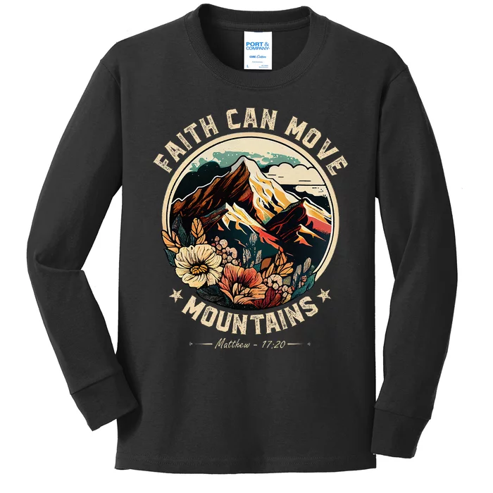 Faith Can Move Mountains Christian Women Kids Long Sleeve Shirt