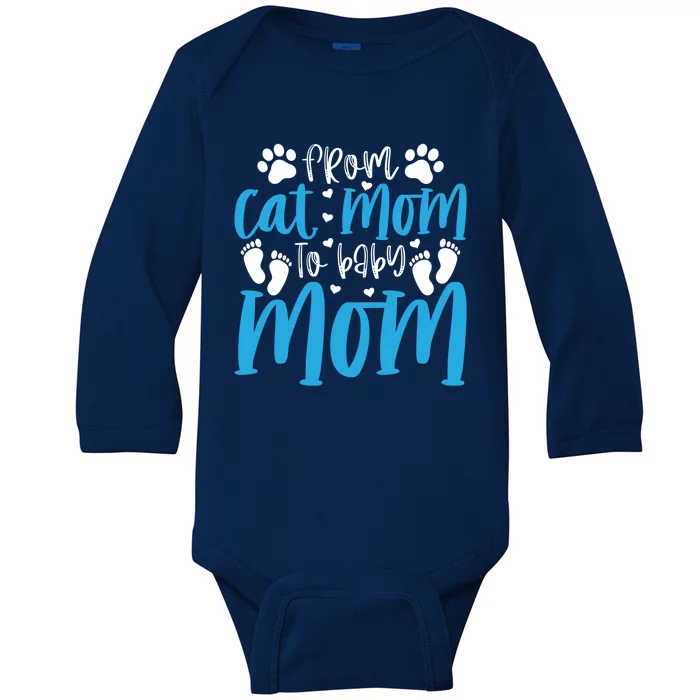 From Cat Mom To Mom Cat Mama Pregnancy Mama Gift Baby Long Sleeve Bodysuit