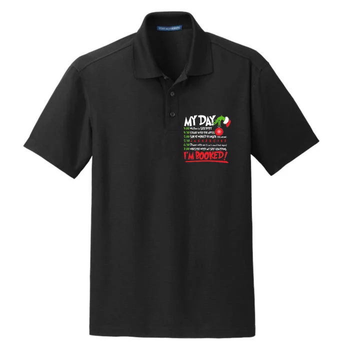 Funny Christmas My Day Im Booked Dry Zone Grid Performance Polo