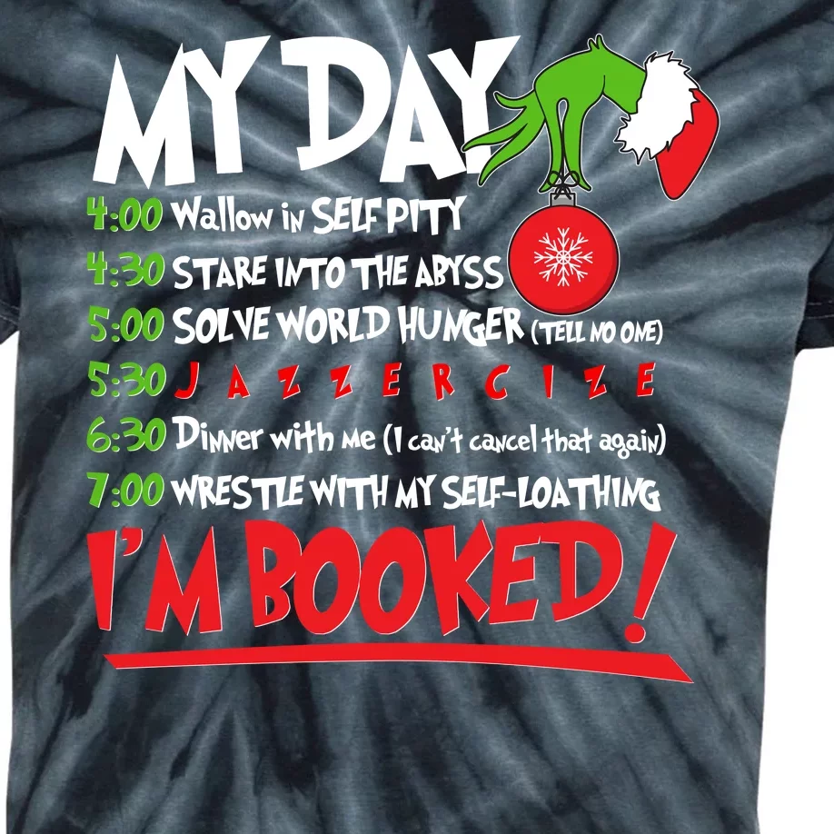 Funny Christmas My Day Im Booked Kids Tie-Dye T-Shirt