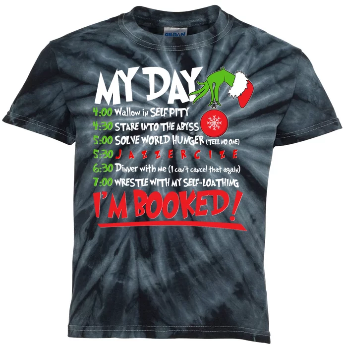 Funny Christmas My Day Im Booked Kids Tie-Dye T-Shirt