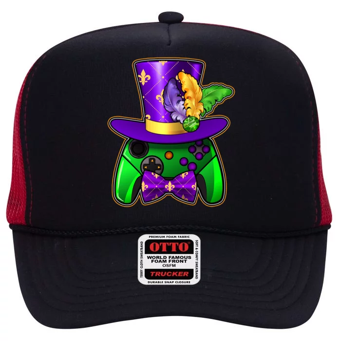 Funny Cool Mardi Gras Video Game Controller Gamer High Crown Mesh Trucker Hat