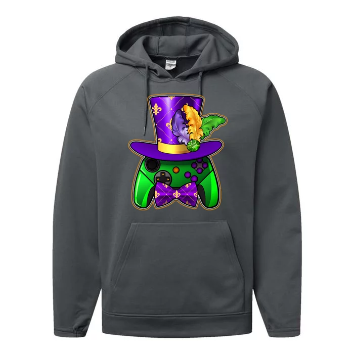 Funny Cool Mardi Gras Video Game Controller Gamer Performance Fleece Hoodie