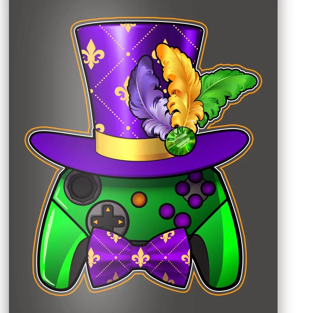 Funny Cool Mardi Gras Video Game Controller Gamer Poster