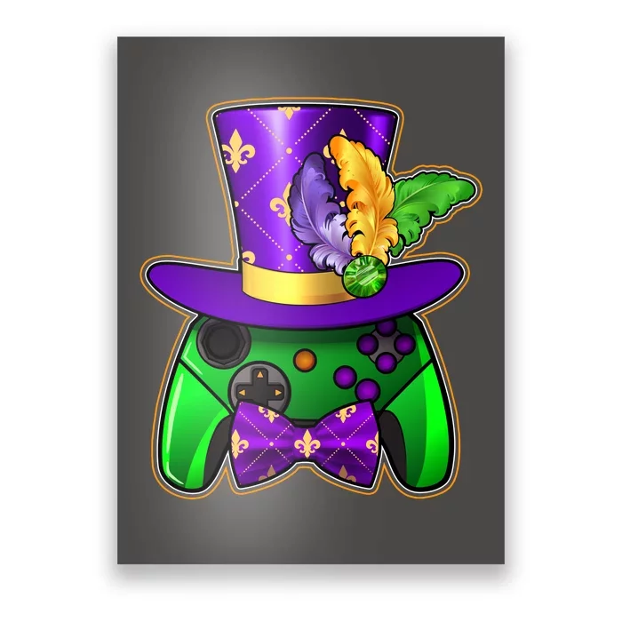 Funny Cool Mardi Gras Video Game Controller Gamer Poster