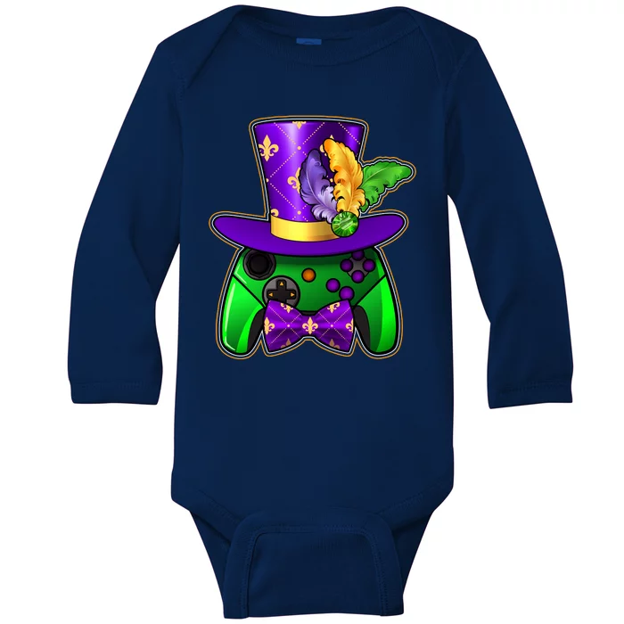 Funny Cool Mardi Gras Video Game Controller Gamer Baby Long Sleeve Bodysuit