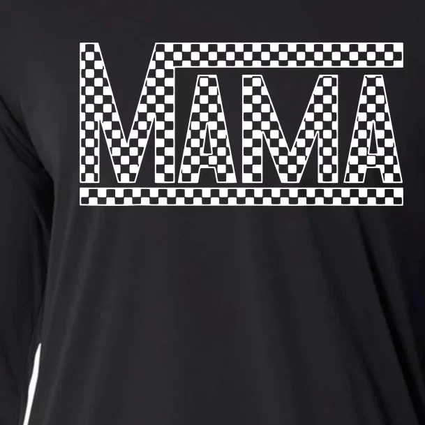 Funny Checkered Mama Black White Gift Women Cooling Performance Long Sleeve Crew