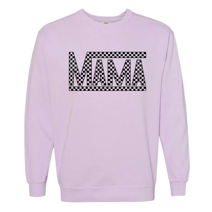 Funny Checkered Mama Black White Gift Women Garment-Dyed Sweatshirt