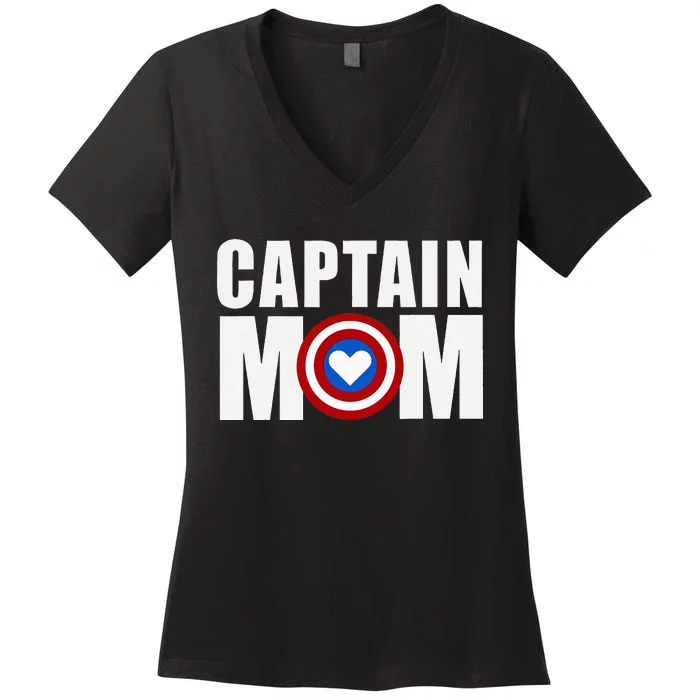 Funny Captain Mom Superhero Mothers Day Women's V-Neck T-Shirt